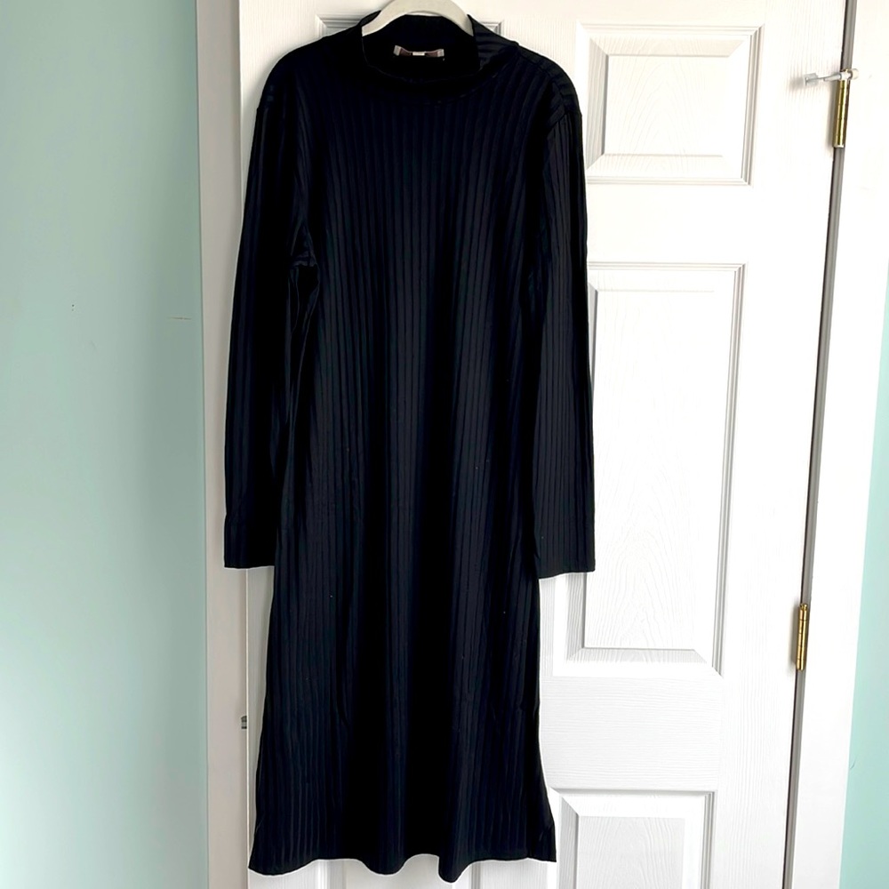 Loft Ribbed Black Midi Dress